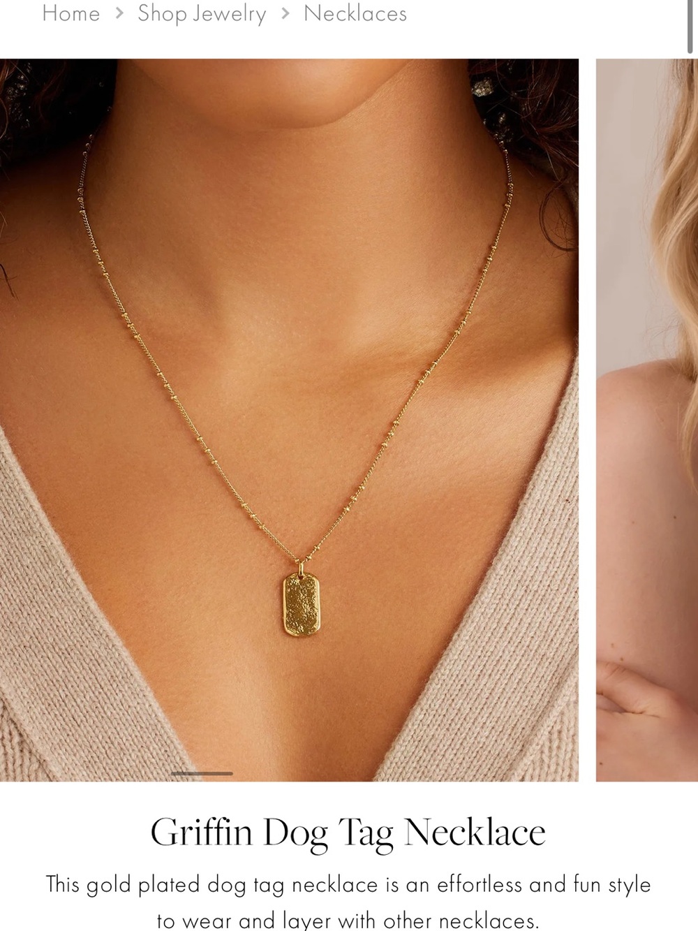 Madewell Gold Griffin Dog Tag Necklace